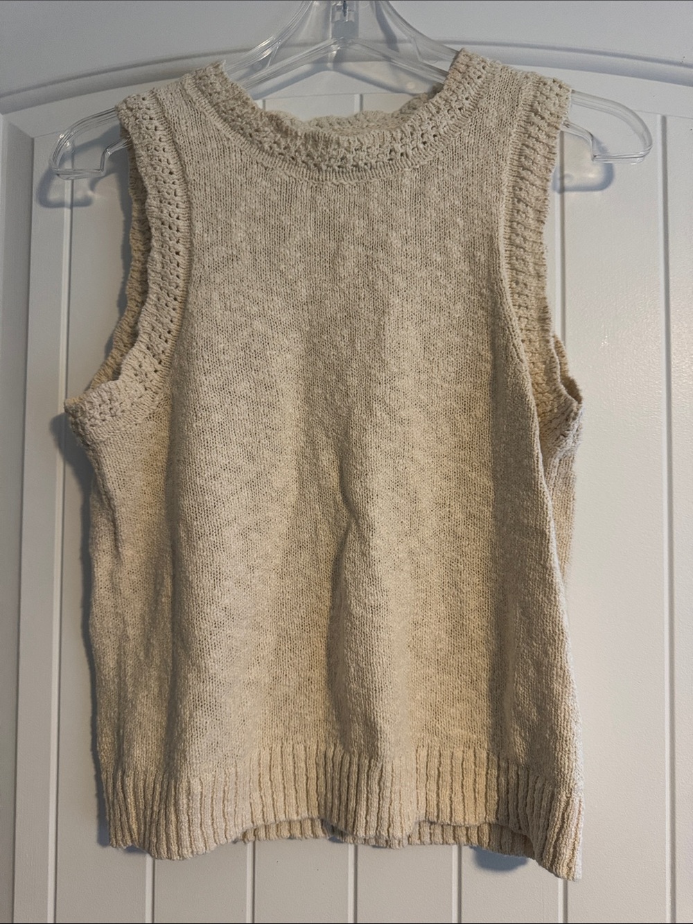 J. Crew Cream Knit Sleeveless Crewneck Vest